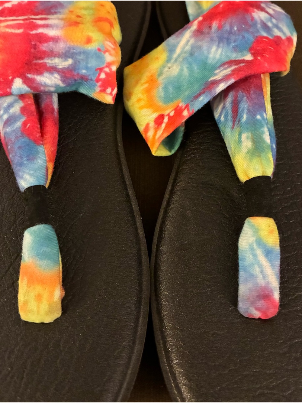 Sanuk "Yoga Sling 2" Rainbow Tie-Dye Sandals Comfort Boho Hippie Deadhead EUC 9 - Picture 4 of 6